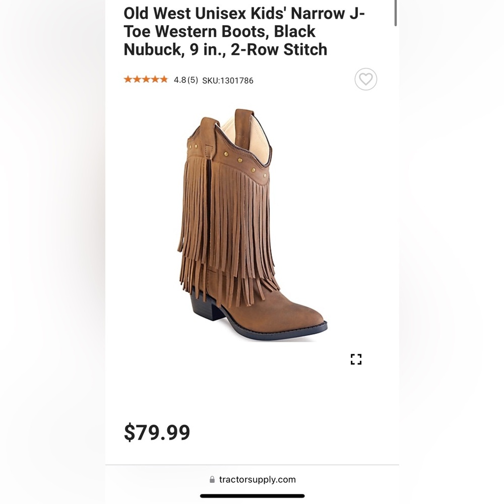 Old West Girls Fringe Boot